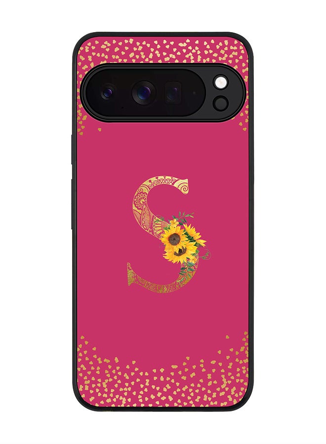 For Google Pixel 10 Pro XL Case,Slim fit Camera Protection, Shockproof Thin Phone cover  - Custom Floral Monogram - S ( Deep Pink )